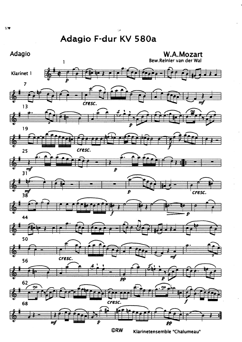 adagio f dur kv 580