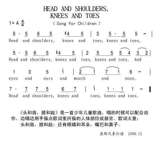 HEAD AND SHOULDERS,KNEES AND TOES