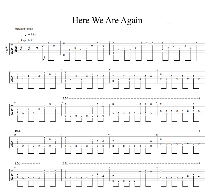 《Here We Are Again》指弹吉他谱吉他谱
