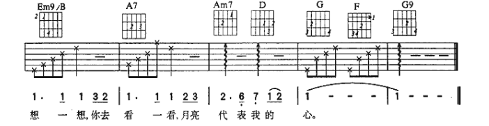 《月亮代表我的心》齐秦吉他谱 高清弹唱吉他谱